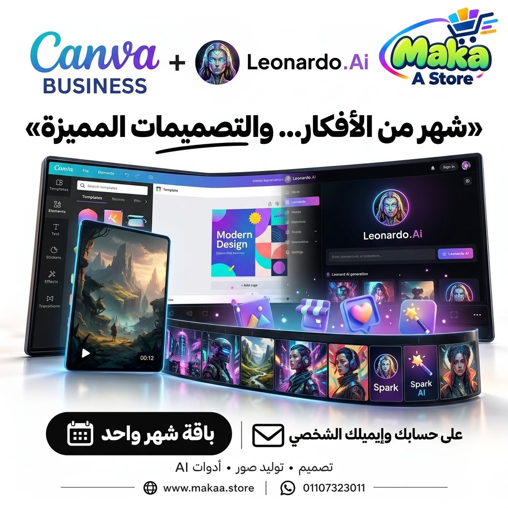 اقوي عرض اشتراك Canva Business + Leonardo AI  شهر